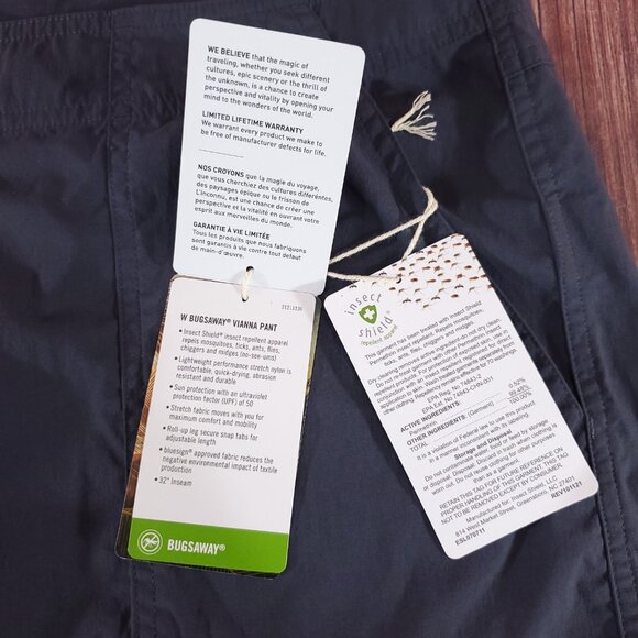 NWT Exofficio Womens Size 14 Bugsaway Vianna Pants Gray Roll Up Leg Stretch - Picture 6 of 15